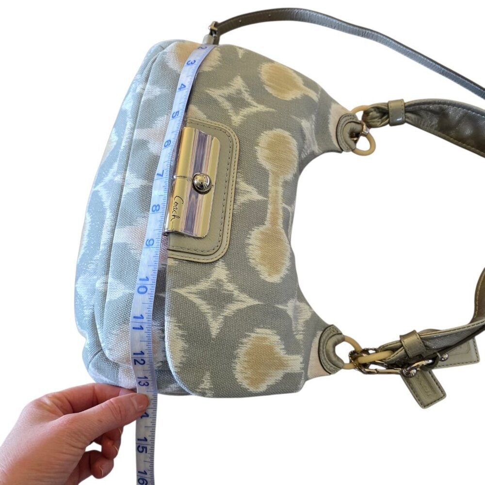 Coach Kristin Ikat Shimmer Hobo Silver Gray Metallic Op Art Shoulder Bag Rare - Picture 15 of 16